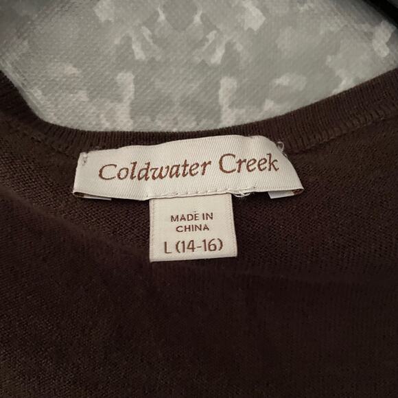 Coldwater Creek Brown Silk Blend Gathered Cardigan Sweater - Size Large (14-16) - Picture 4 of 6